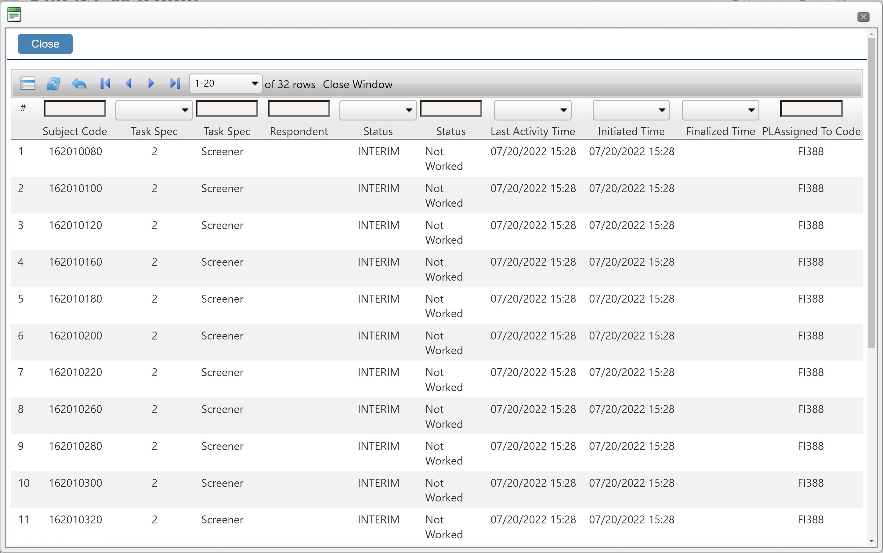 List of pending open cases assigned to the staff member